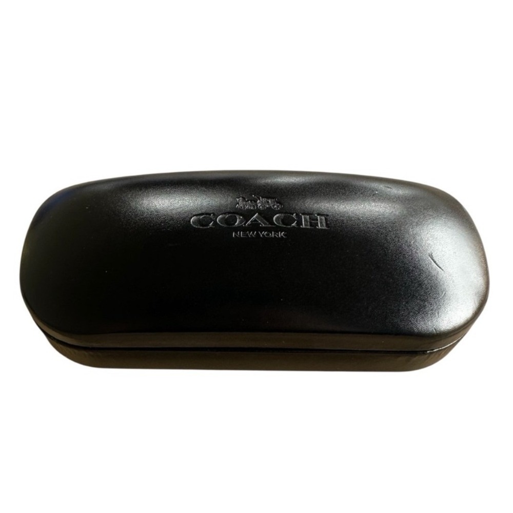 Coach New York Black Hardshell Eyeglass Case Debossed Logo Velvet Interior